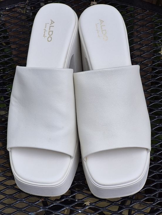Aldo Shoes - ALDO White Padded Slide Platform Mules
